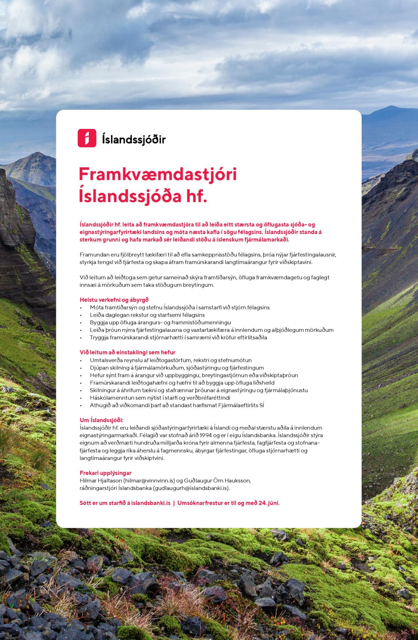 Framkvæmdastjóri Íslandssjóða hf.